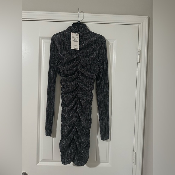 ZARA DRAPED DRESS WITH METALLIC THREAD - Picture 10 of 13